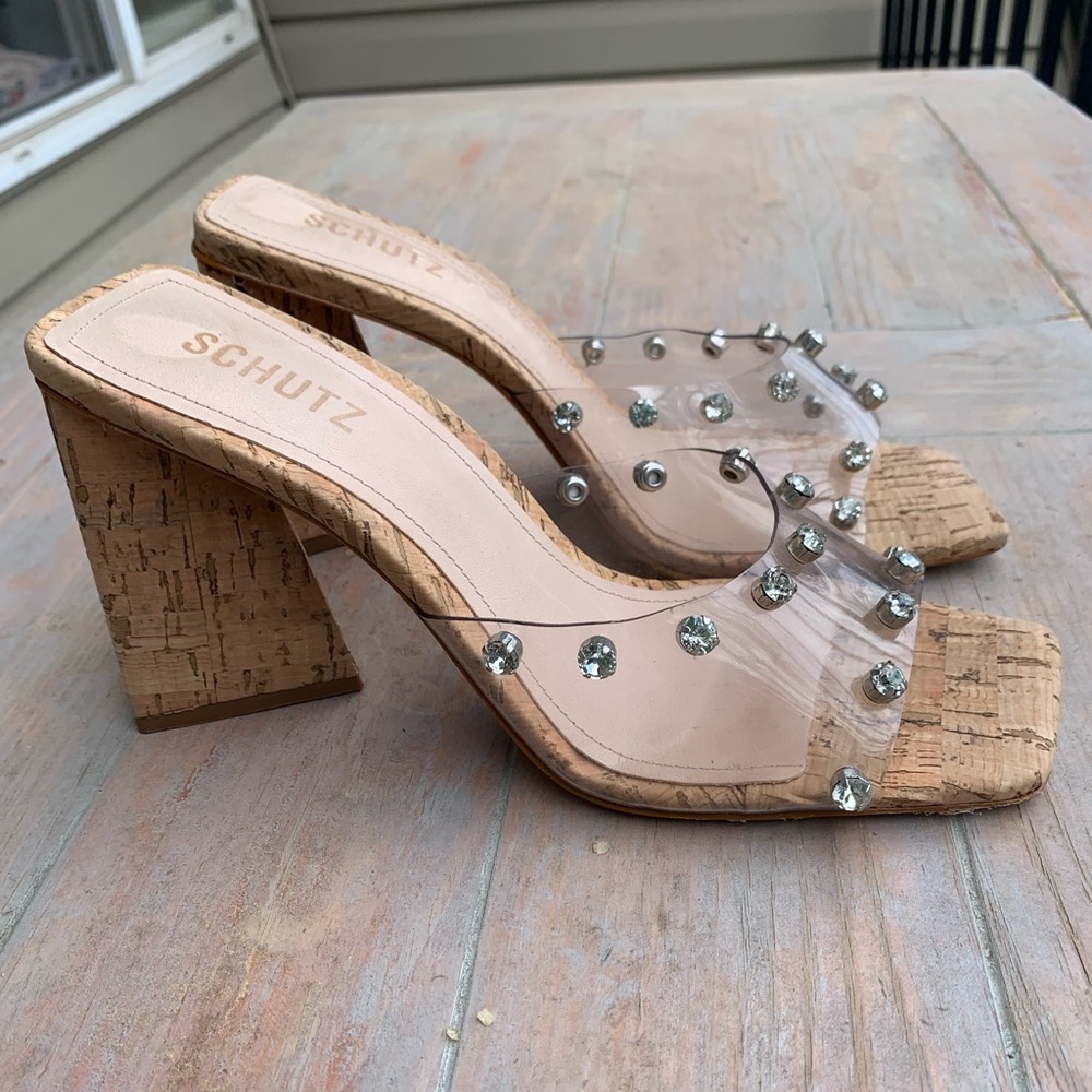 Schutz Clear diamond Studded Women's Heels size 8 US